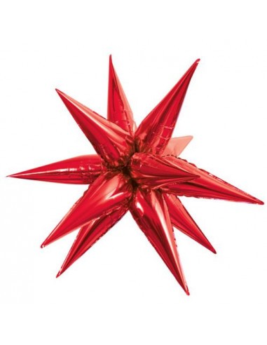 GLOBO FOIL ESTRELLA STARBURST- RED - 40"/100CM - ESTRELLA A 12 PUNTAS